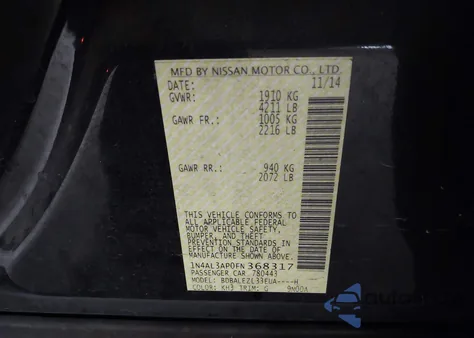 2015 Nissan Altima 2.5 S from USA, damaged, VIN 1N4AL3AP0FN368317